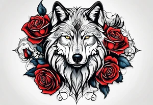 Wolf with rose tattoo idea