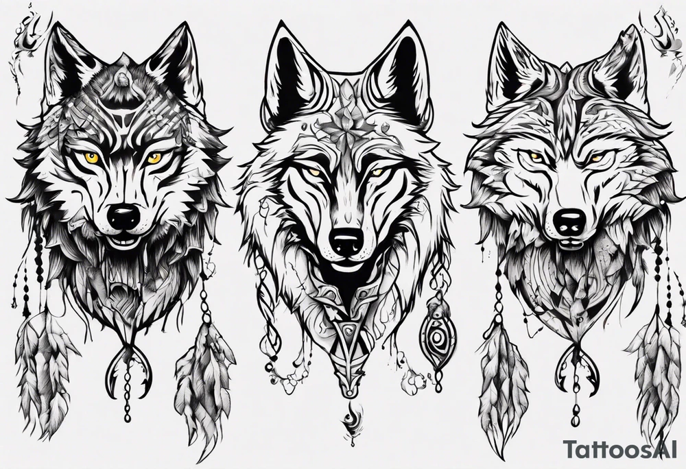 two wolves dancing tattoo idea