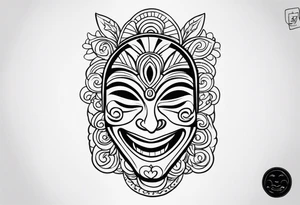 Laughing mask Mexican style tattoo idea