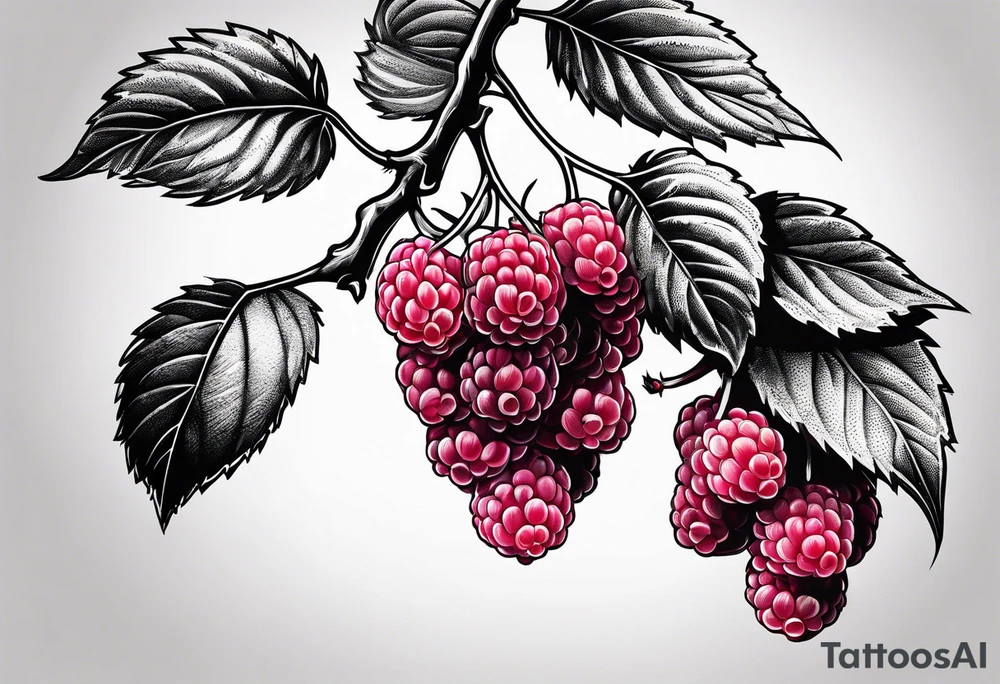 a thick long raspberry branch that is hanging upside down tattoo idea