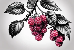 a thick long raspberry branch that is hanging upside down tattoo idea
