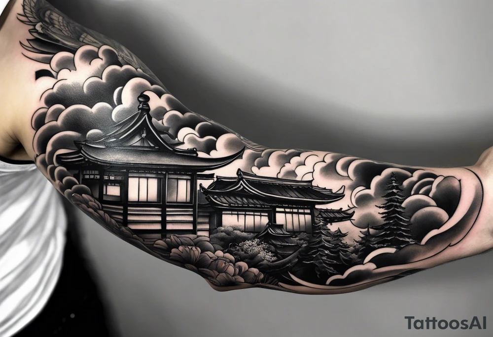 Japanese theme on forearm for men and money with ace card tattoo idea