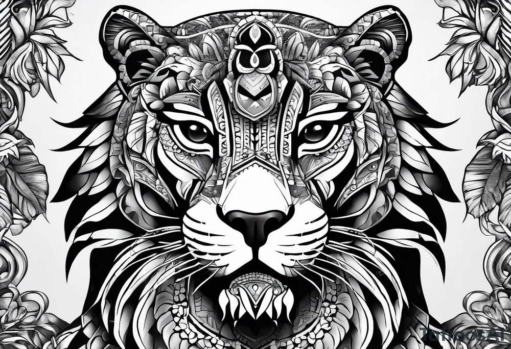 aztec black jaguar sitting tattoo idea