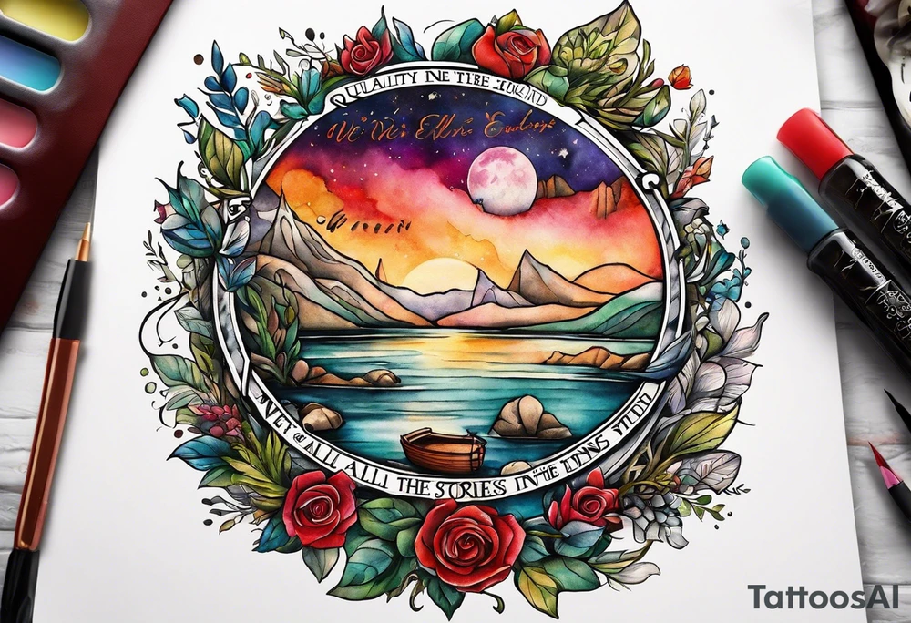 River songs diary from doctor who with the words "We're all stories in the end" tattoo idea