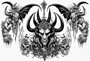 Baphomet sleeve high contrast tattoo idea