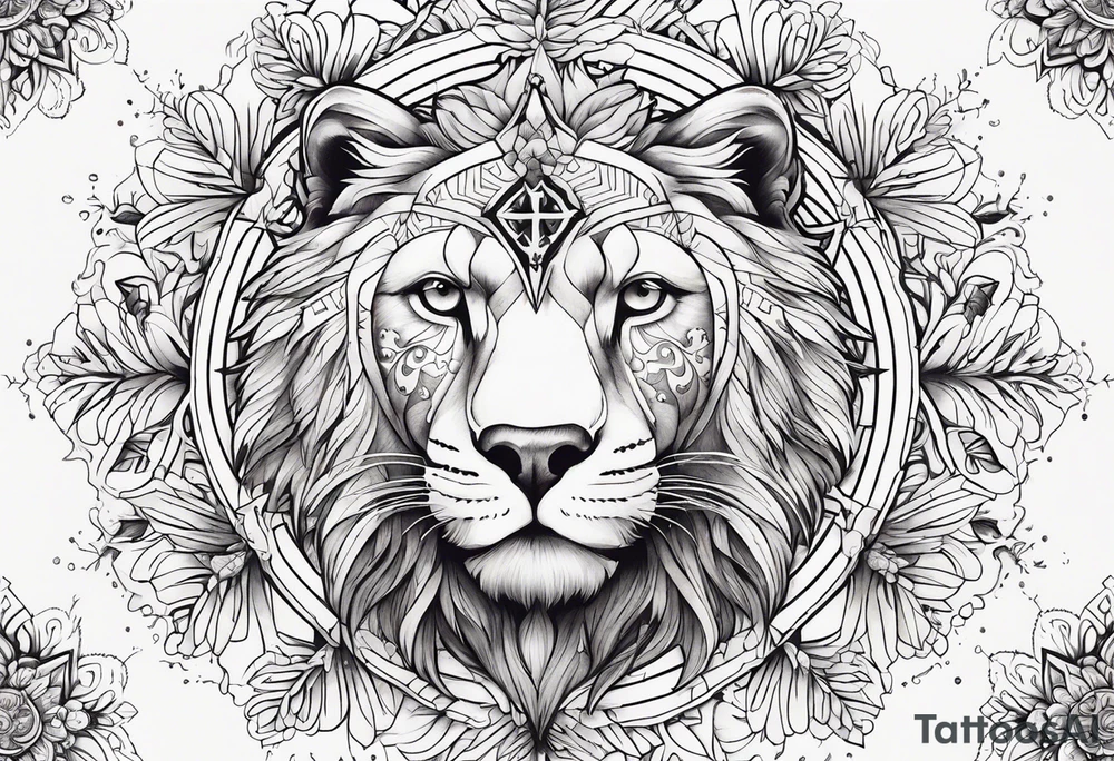 Animal cute , celestial, cross, snowflake tattoo idea