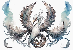 a white bird-serpent hybrid, holding an iron crown in her talons tattoo idea