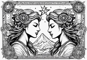 Virgo and Sagittarius zodiac signs with letter RR and date September 11 tattoo idea