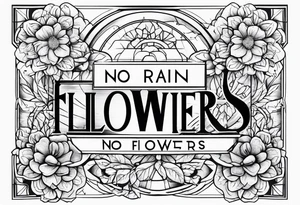 No rain no flowers wording tattoo idea