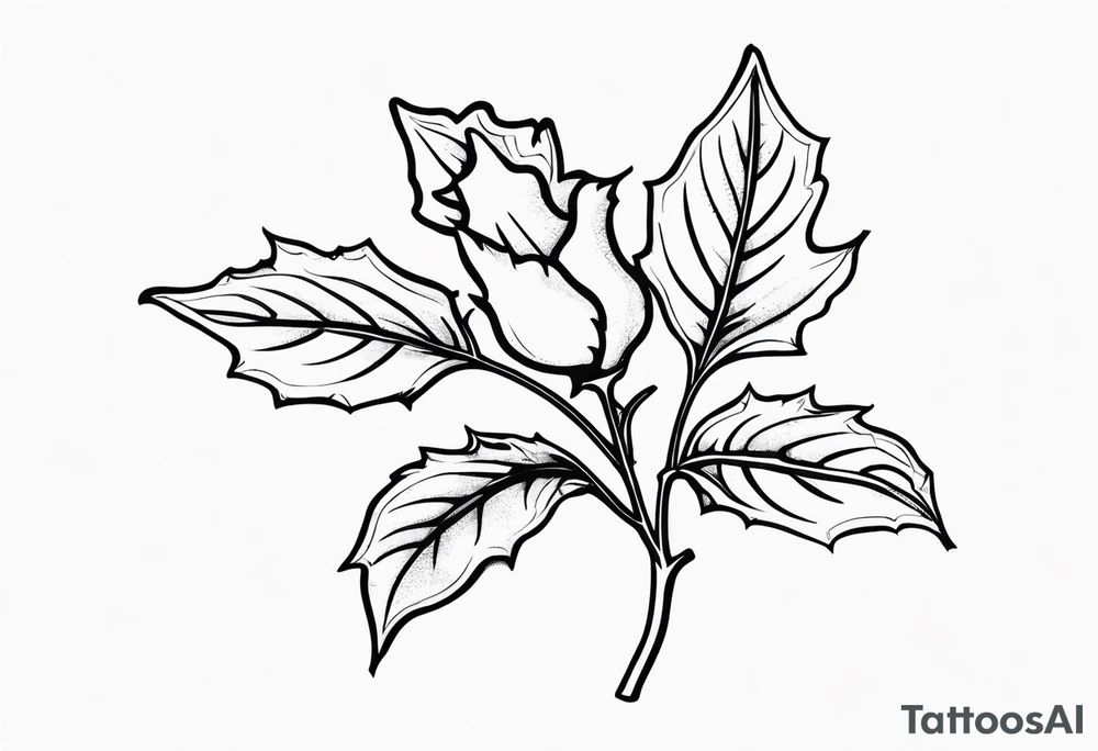 single stem holly flower tattoo idea