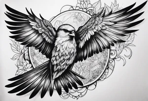 arm sleeve tattoo, bird wings tattoo idea