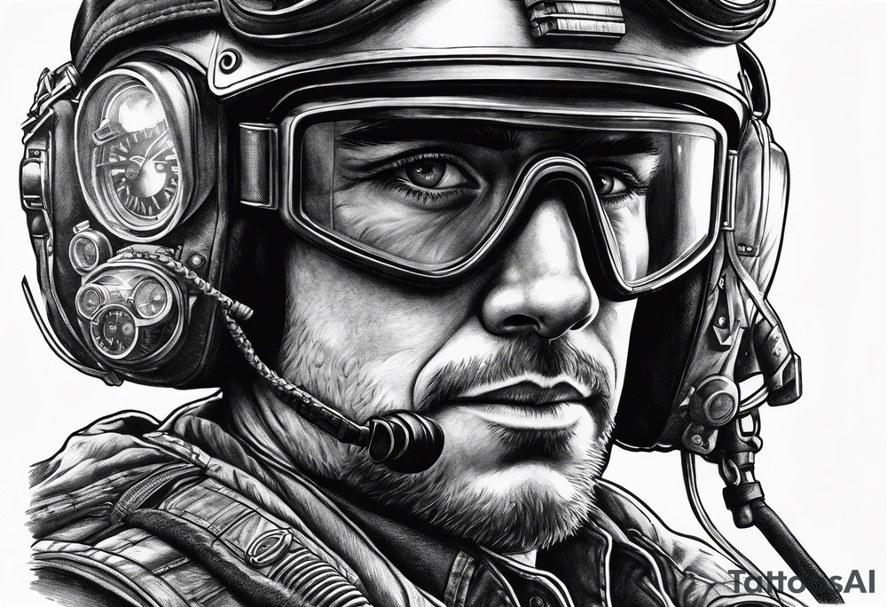 a helicopter pilot wearing night vision goggles tattoo idea