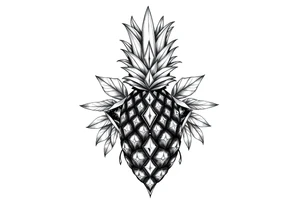 Design around a vagina and anus using a  pineapple with diamonds  and magestic, crown, vagina, anus, pubic tattoo idea