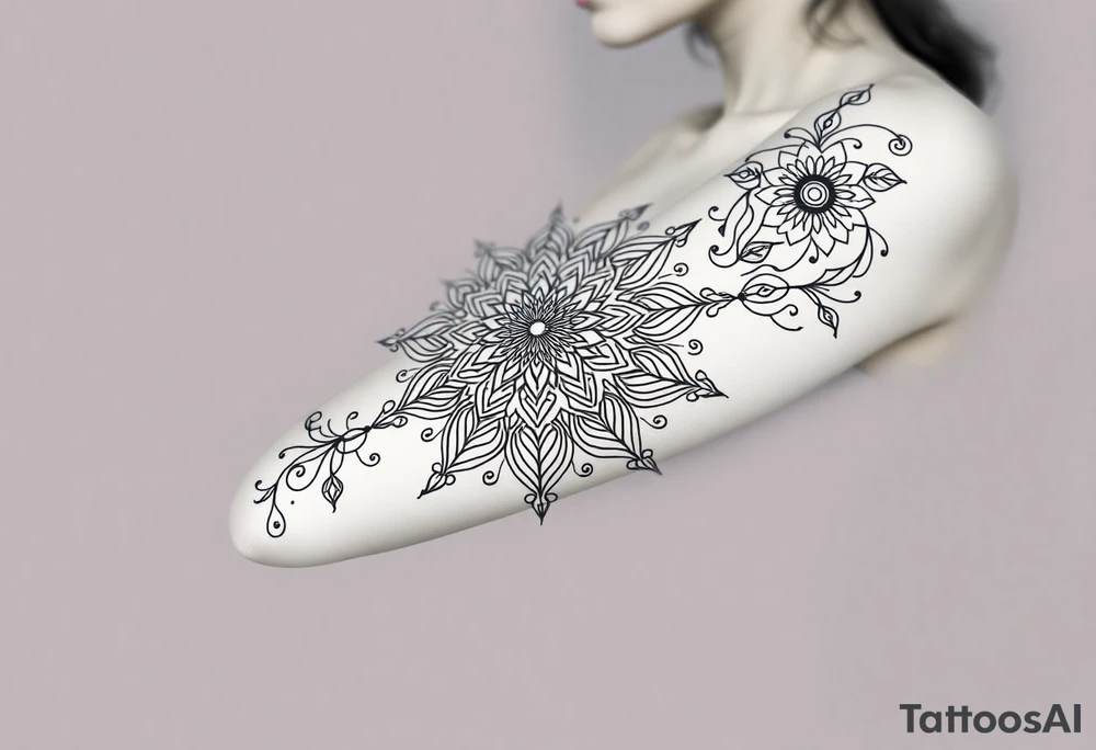 bold line shaman mandala tattoo idea