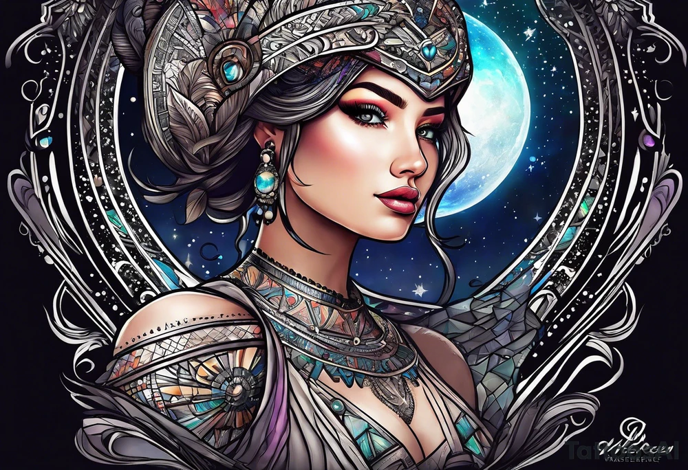 I want the name "Drew" with a space background tattoo idea
