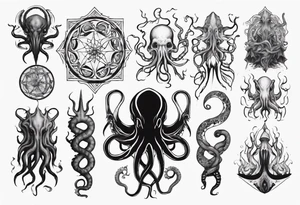 Cthulhu mythe long tattoo 
with lot of tentacle tattoo idea