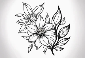 Shoulder and collarbone tattoo of a vibe of night-blooming Jasmine. The tattoo should be scary. tattoo idea