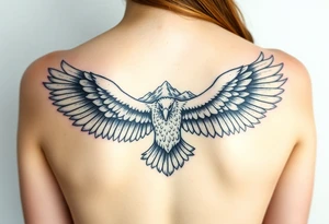 majestic eagle spreading wings against mountain peaks tattoo idea