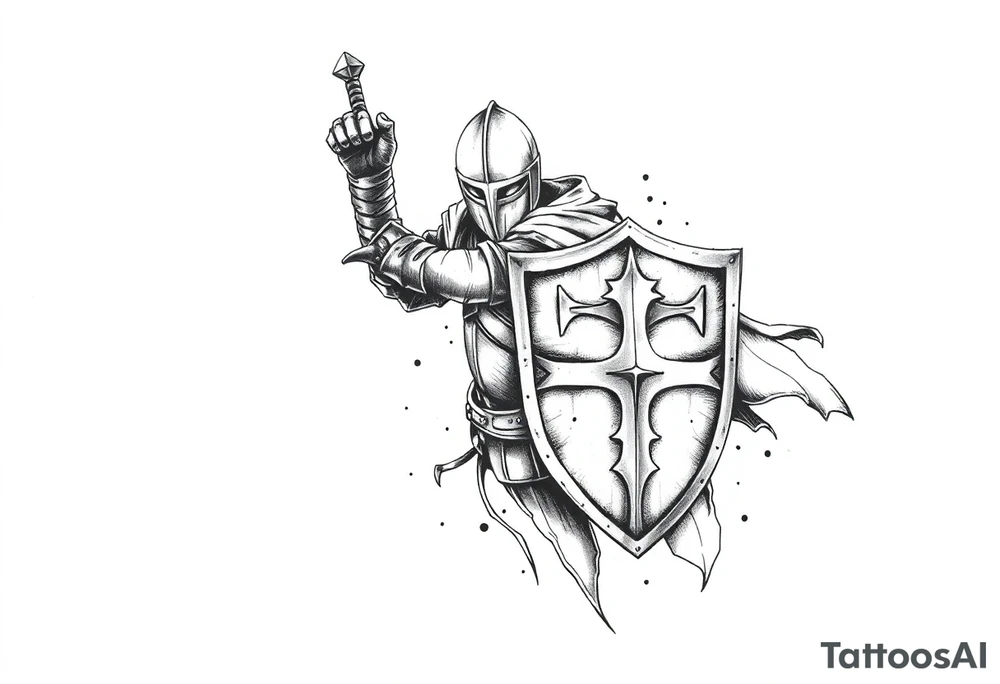 A knight with a sword and shield after winning a battle for my forearm to finish my sleeve off tattoo idea