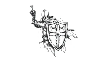 A knight with a sword and shield after winning a battle for my forearm to finish my sleeve off tattoo idea