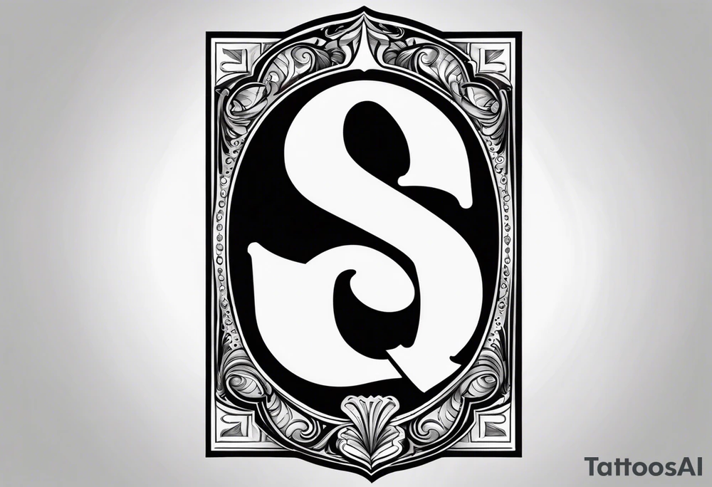 This image shows a spade symbol (similar to the spades in a deck of playing cards), with a white uppercase letter "Q" in the center. tattoo idea