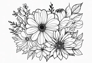 Love yourself first quote with flowers tattoo idea