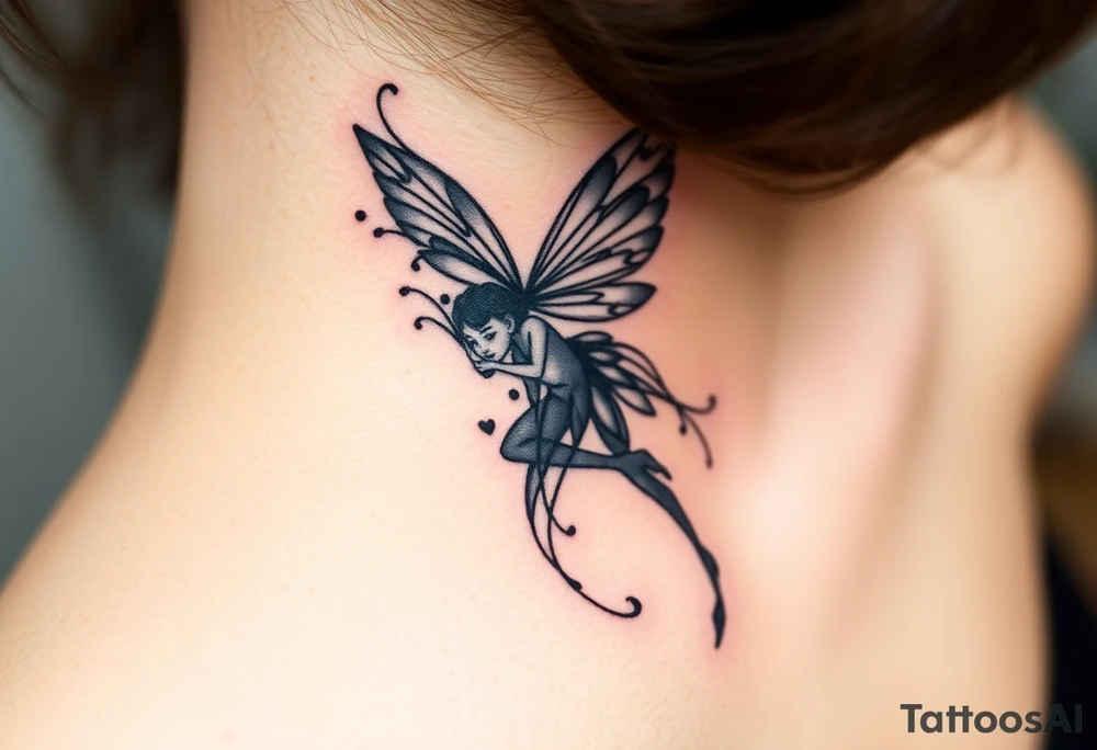 Black fairy tattoo idea
