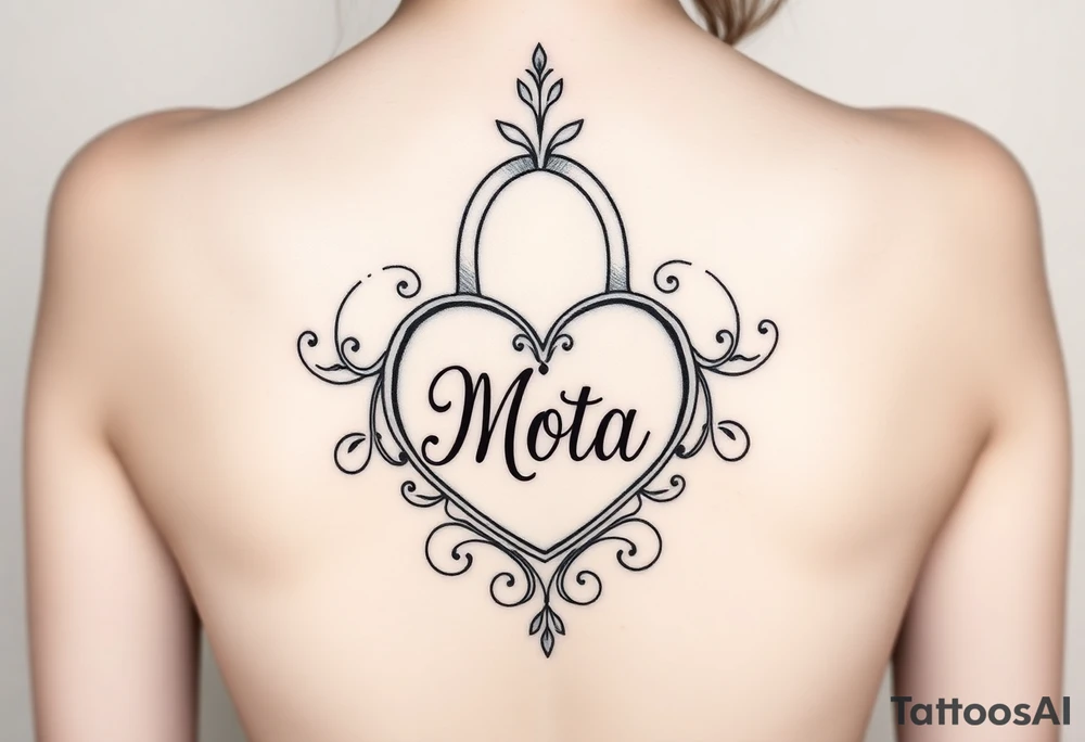 Heart shaped lock with the name Mota in it tattoo idea