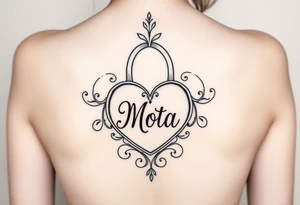 Heart shaped lock with the name Mota in it tattoo idea