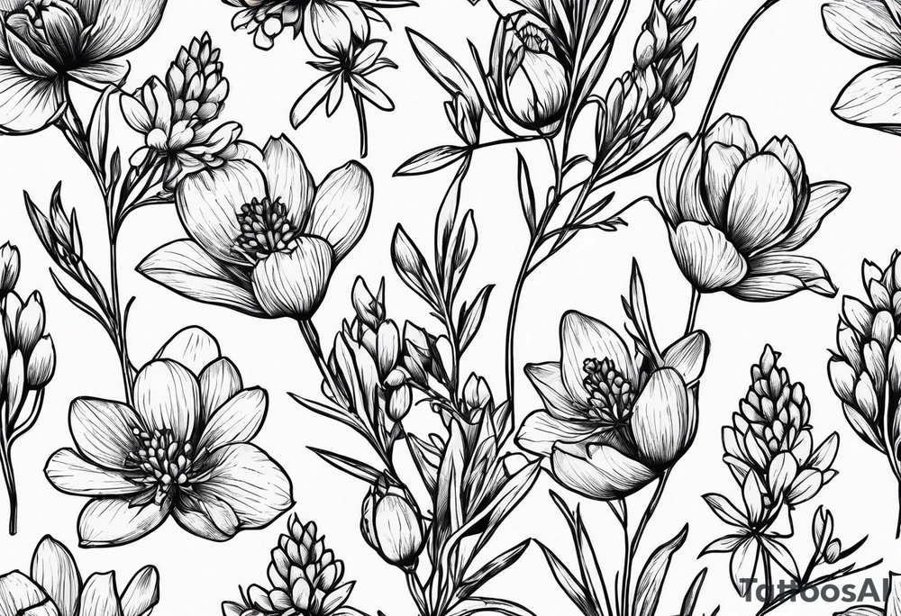 Bouquets of bluebonnets tattoo idea