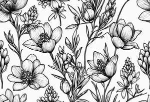 Bouquets of bluebonnets tattoo idea