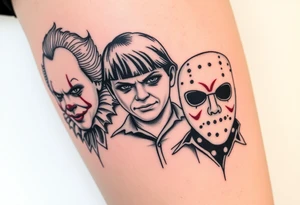 Pennywise, Freddy Krueger, Michael Meyers, and jason voorhees tattoo idea