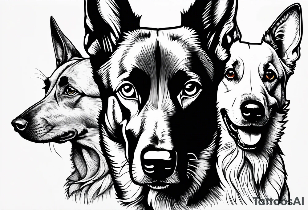 Belgian malinois, Scottish terrier, border collie, papillon tattoo idea
