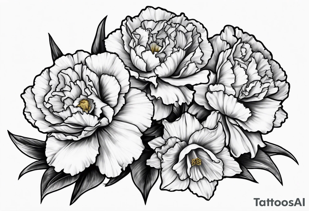 Two carnations and Two daffodils tattoo idea