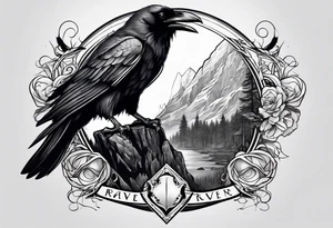 raven above bear tattoo idea