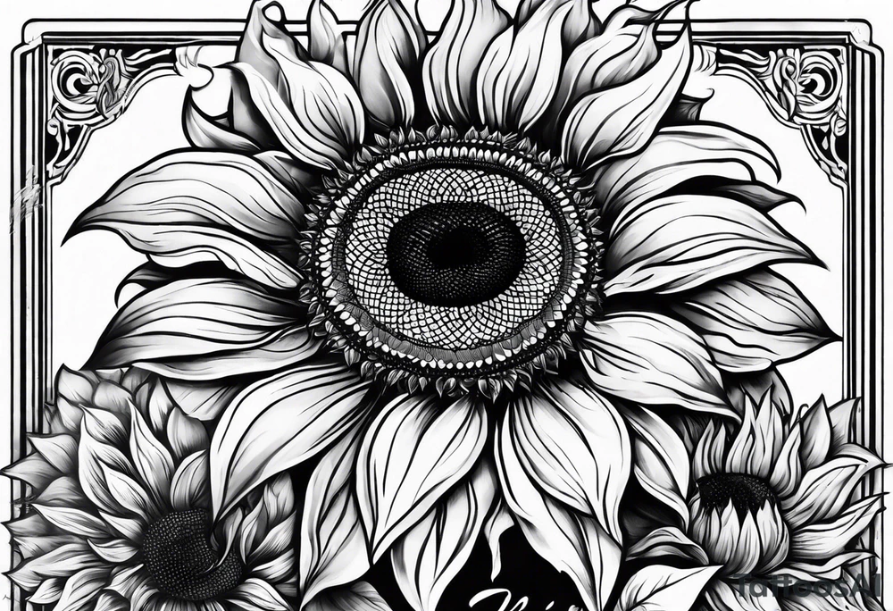 Psalm 23 with sunflowers full leg sleeve tattoo idea