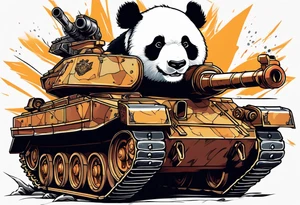 War Panda who destroy a russian tank tattoo idea