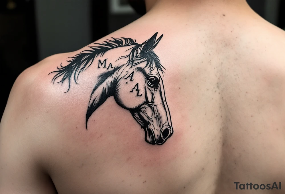 horse silhouette 
from the front
with littles letters M, A, L tattoo idea