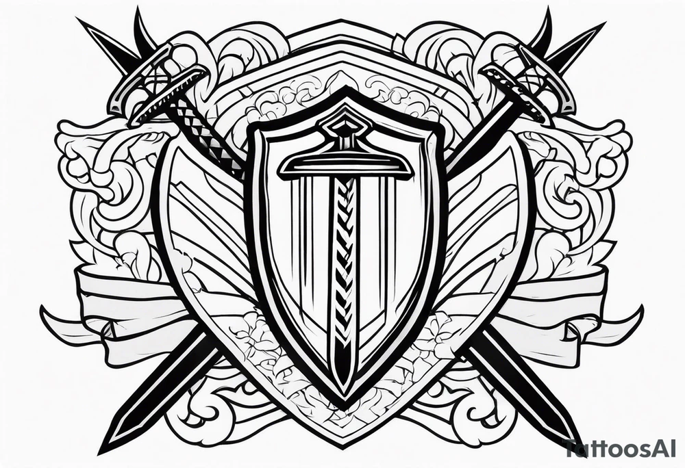 Valhalla stairs sword shield tattoo idea