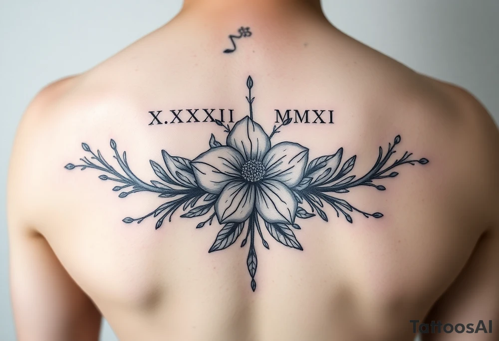 X.XXVII.MMXXI and October birth flower tattoo idea