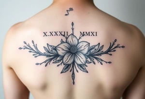 X.XXVII.MMXXI and October birth flower tattoo idea