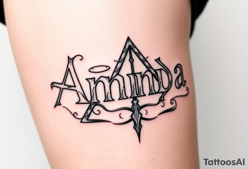 Amanda name deathly hallows and Hedrick tattoo idea