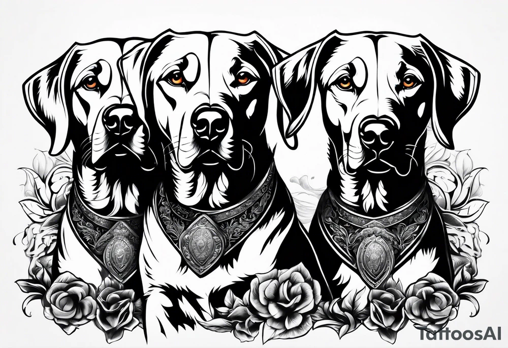 Dog with three heads tattoo idea