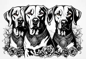 Dog with three heads tattoo idea
