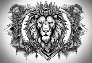 Valhalla sword shield  axe lion 
Valknut barbed wire chains tattoo idea