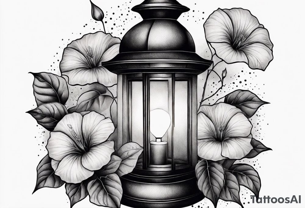 Lantern with Morning Glories tattoo idea