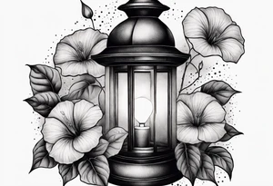 Lantern with Morning Glories tattoo idea