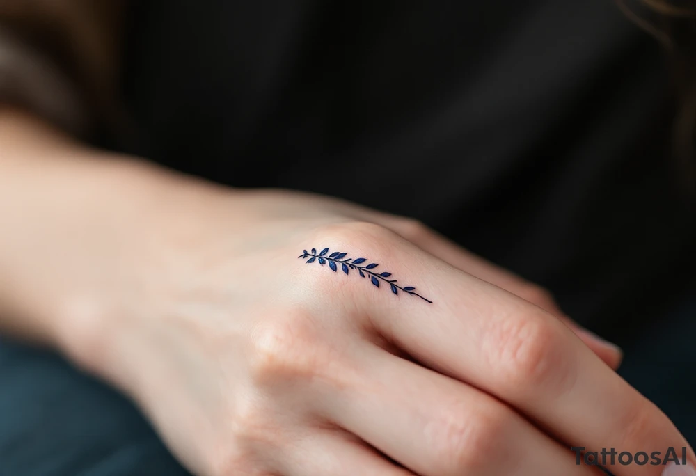 A deep sapphire blue finger band tattoo idea