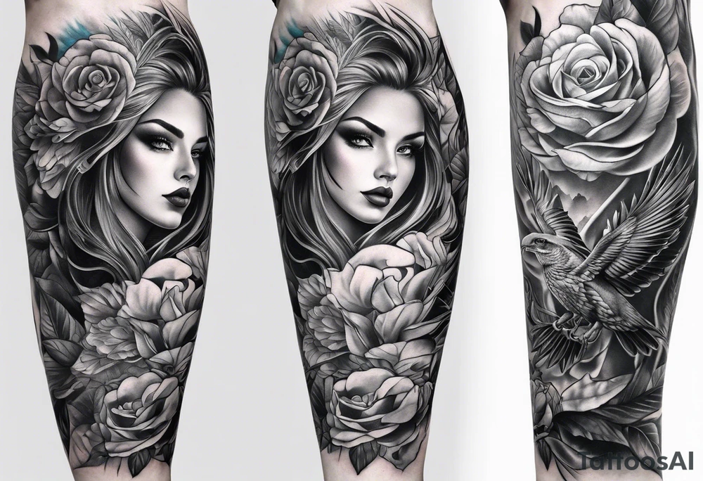 Sleeve full leg tattoo idea