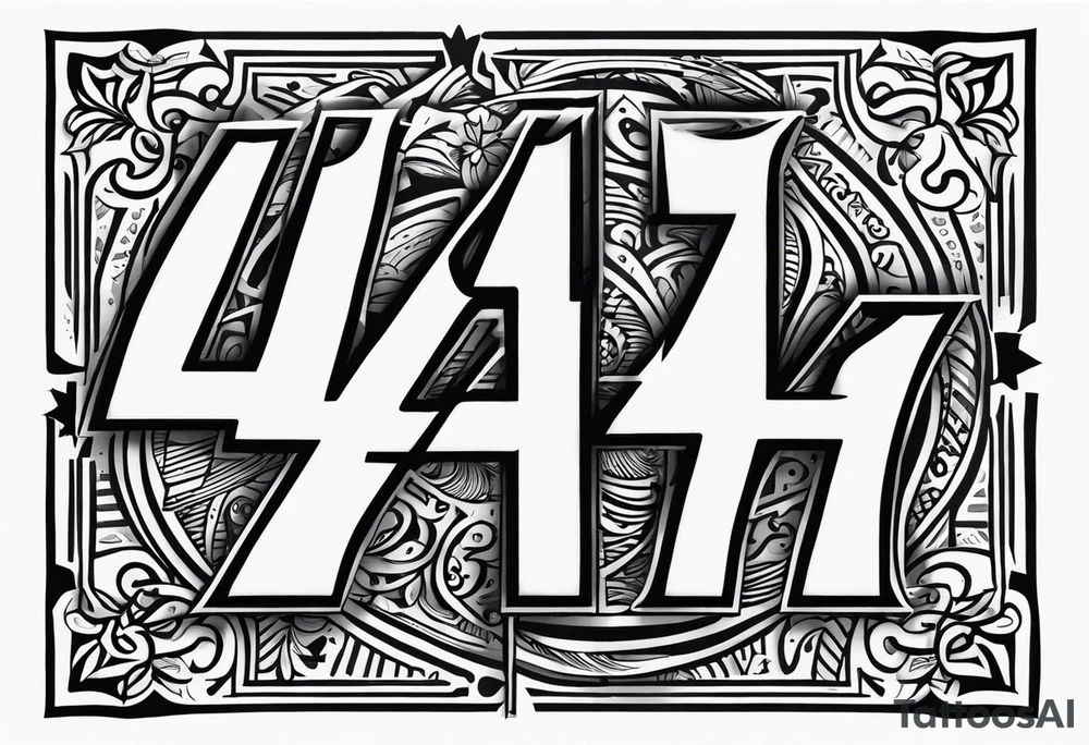 Lettering "4 4 4 4" tattoo idea